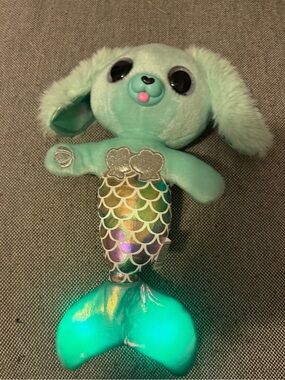 Plush Mint Green Mermaid Puppy Stuffed Animal - Light-Up Tail